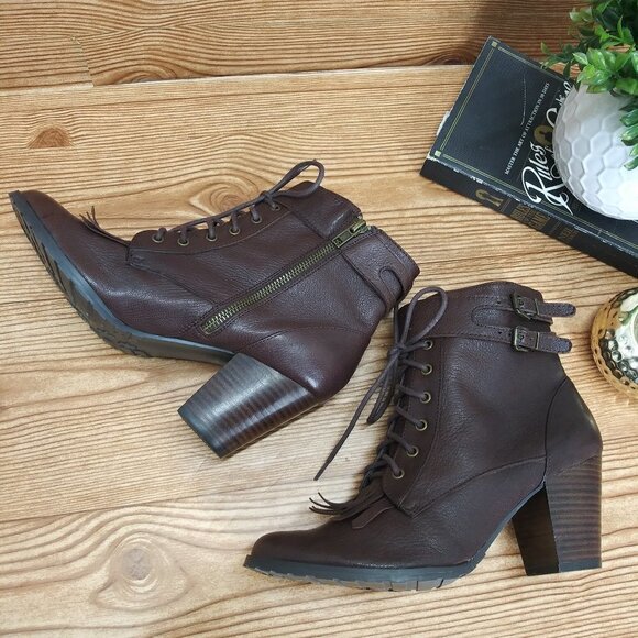 BELLA VITA ankle boots brown leather heels sz.7.5M - Picture 4 of 12